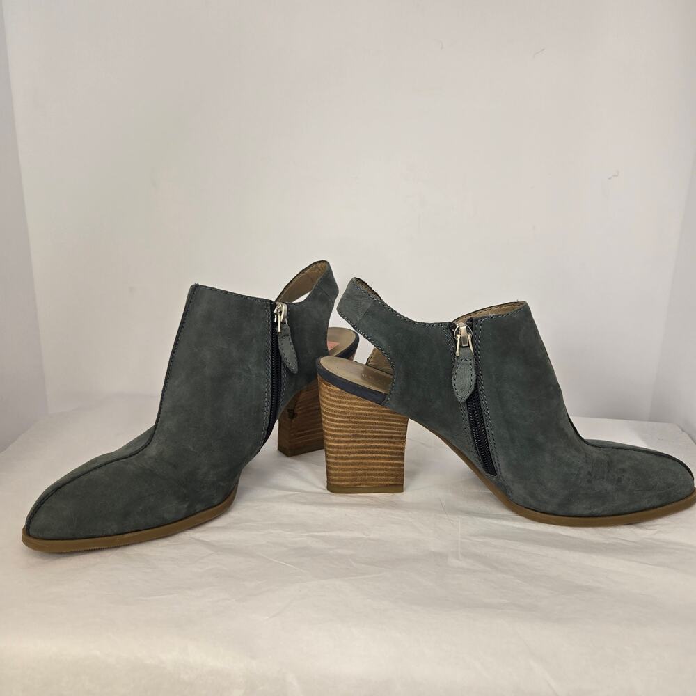 "Harley" Blue Suede Stacked Heel Slingback - Picture 3 of 13